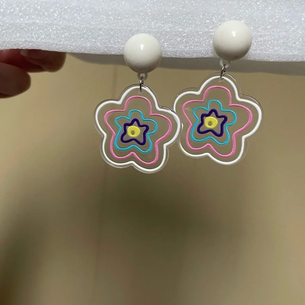 Clear acrylic flower earrings